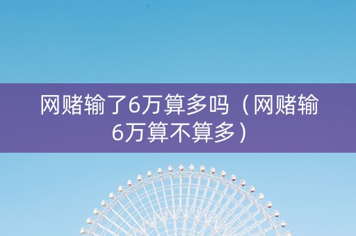 网赌输了6万算多吗（网赌输6万算不算多）