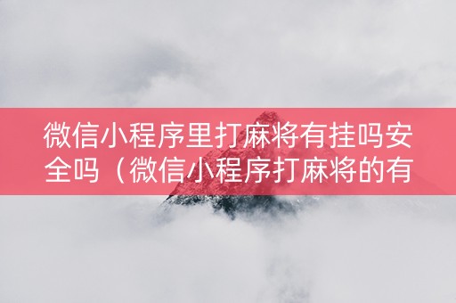 微信小程序里打麻将有挂吗安全吗（微信小程序打麻将的有挂吗）