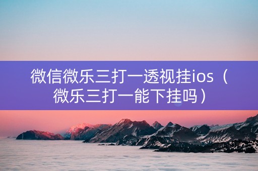 微信微乐三打一透视挂ios（微乐三打一能下挂吗）