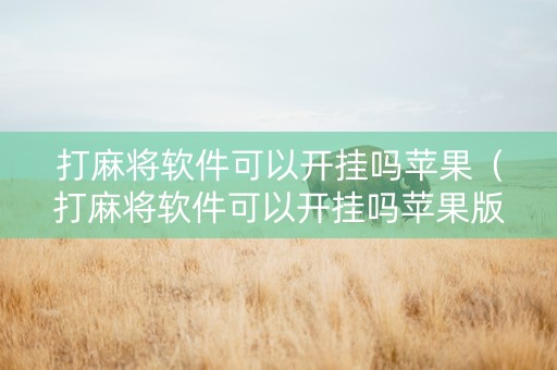 打麻将软件可以开挂吗苹果（打麻将软件可以开挂吗苹果版）