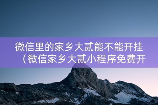 微信里的家乡大贰能不能开挂（微信家乡大贰小程序免费开挂）