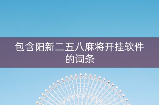 包含阳新二五八麻将开挂软件的词条