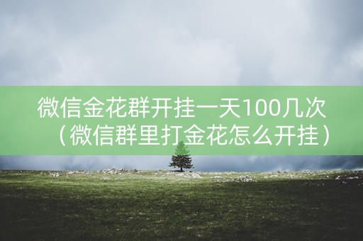 微信金花群开挂一天100几次（微信群里打金花怎么开挂）