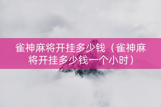 雀神麻将开挂多少钱（雀神麻将开挂多少钱一个小时）