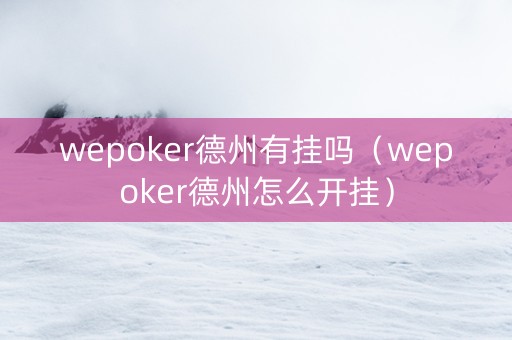 wepoker德州有挂吗（wepoker德州怎么开挂）