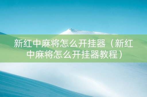 新红中麻将怎么开挂器（新红中麻将怎么开挂器教程）