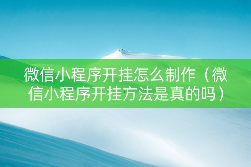 微信小程序开挂怎么制作（微信小程序开挂方法是真的吗）