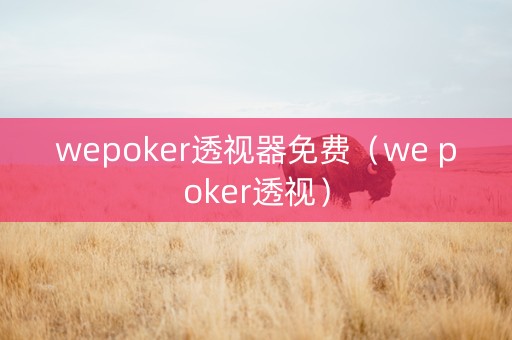 wepoker透视器免费（we poker透视）