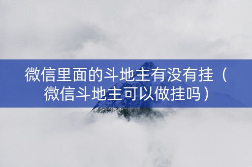 微信里面的斗地主有没有挂（微信斗地主可以做挂吗）