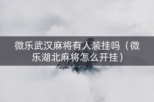 微乐武汉麻将有人装挂吗（微乐湖北麻将怎么开挂）