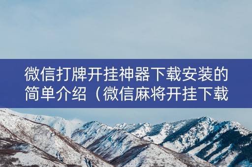 微信打牌开挂神器下载安装的简单介绍（微信麻将开挂下载安装）