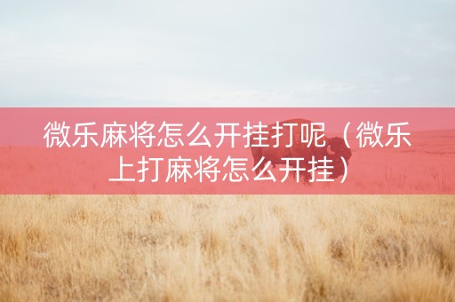 微乐麻将怎么开挂打呢（微乐上打麻将怎么开挂）