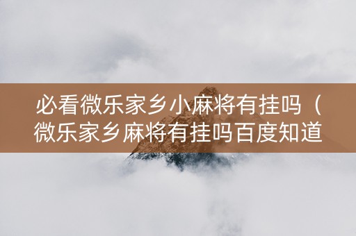 必看微乐家乡小麻将有挂吗（微乐家乡麻将有挂吗百度知道）