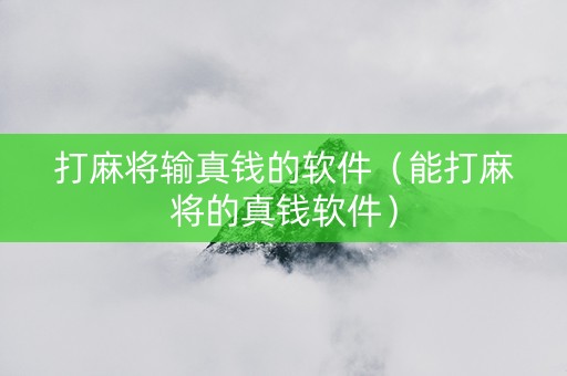 打麻将输真钱的软件（能打麻将的真钱软件）