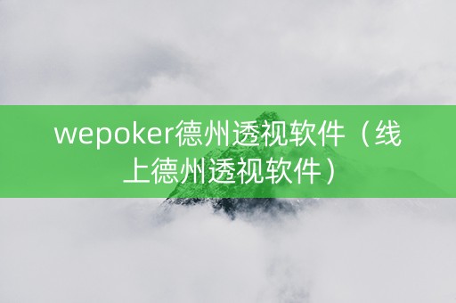 wepoker德州透视软件（线上德州透视软件）