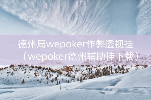 德州局wepoker作弊透视挂（wepoker德州辅助挂下载）