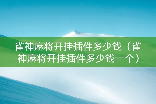 雀神麻将开挂插件多少钱（雀神麻将开挂插件多少钱一个）