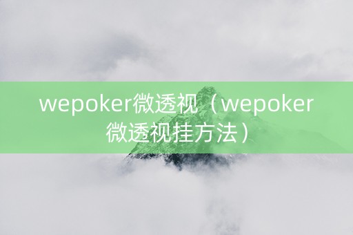 wepoker微透视（wepoker微透视挂方法）