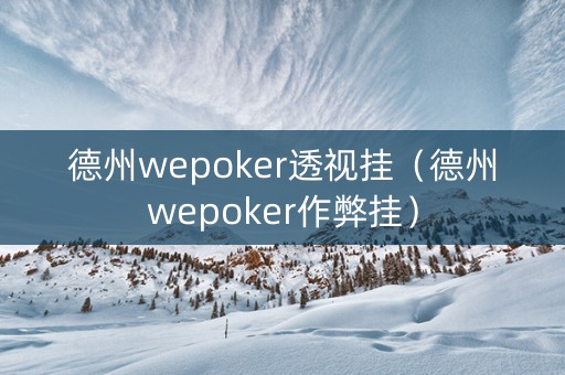 德州wepoker透视挂（德州wepoker作弊挂）