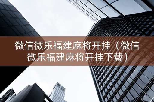 微信微乐福建麻将开挂（微信微乐福建麻将开挂下载）