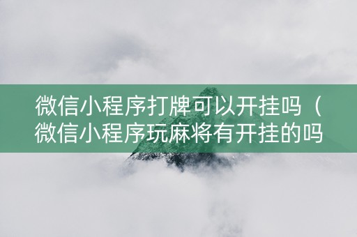 微信小程序打牌可以开挂吗（微信小程序玩麻将有开挂的吗）