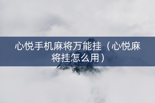 心悦手机麻将万能挂（心悦麻将挂怎么用）