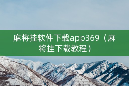 麻将挂软件下载app369（麻将挂下载教程）