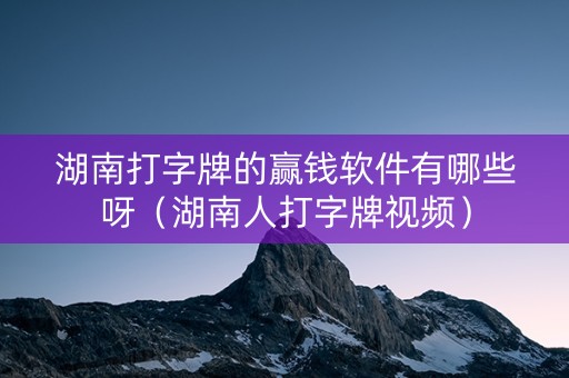 湖南打字牌的赢钱软件有哪些呀（湖南人打字牌视频）