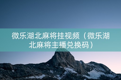 微乐湖北麻将挂视频（微乐湖北麻将主播兑换码）