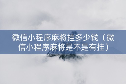 微信小程序麻将挂多少钱（微信小程序麻将是不是有挂）