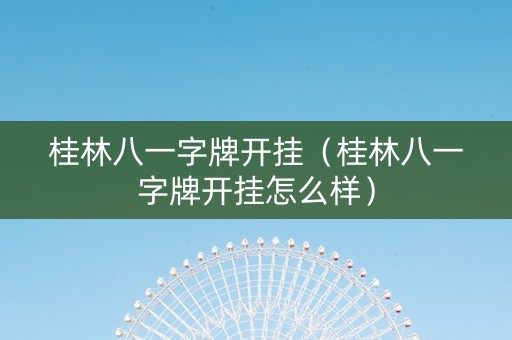 桂林八一字牌开挂（桂林八一字牌开挂怎么样）