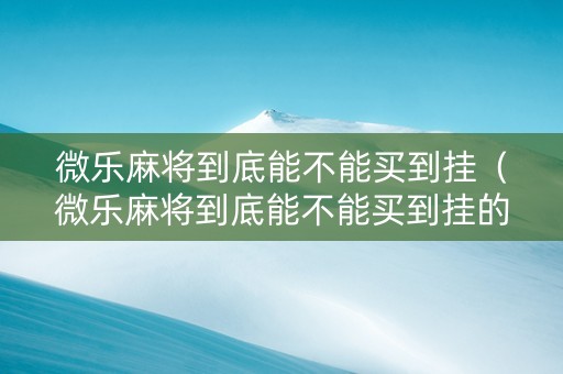 微乐麻将到底能不能买到挂（微乐麻将到底能不能买到挂的牌）