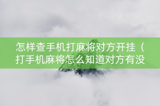 怎样查手机打麻将对方开挂（打手机麻将怎么知道对方有没有开挂）