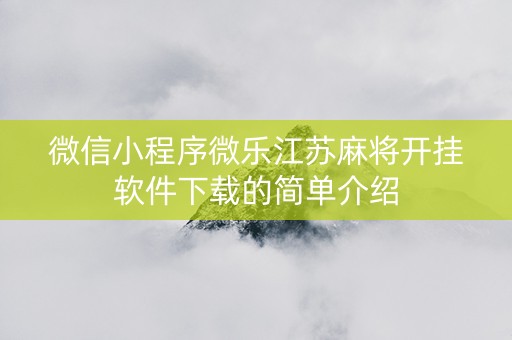 微信小程序微乐江苏麻将开挂软件下载的简单介绍