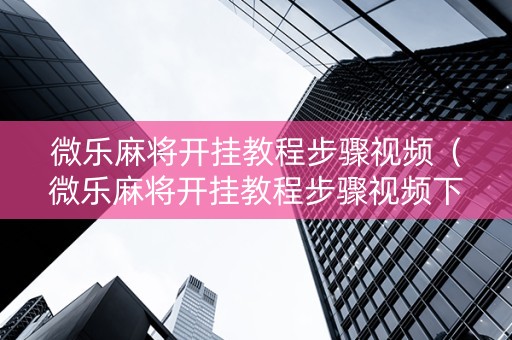 微乐麻将开挂教程步骤视频（微乐麻将开挂教程步骤视频下载）