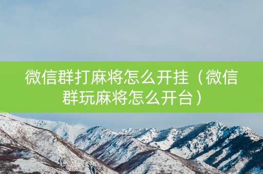 微信群打麻将怎么开挂（微信群玩麻将怎么开台）