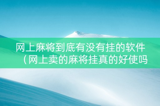 网上麻将到底有没有挂的软件（网上卖的麻将挂真的好使吗）