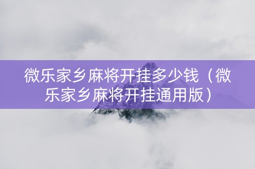 微乐家乡麻将开挂多少钱（微乐家乡麻将开挂通用版）