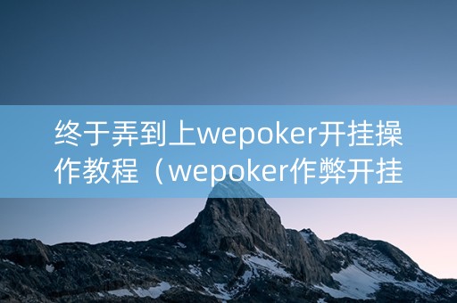 终于弄到上wepoker开挂操作教程（wepoker作弊开挂方法原来有挂）