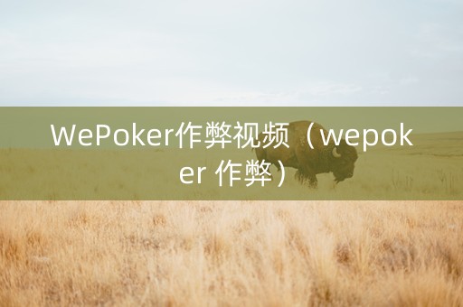 WePoker作弊视频（wepoker 作弊）