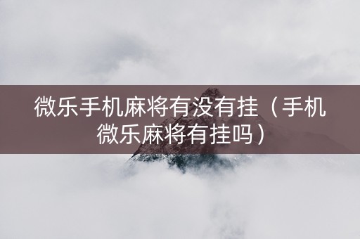 微乐手机麻将有没有挂（手机微乐麻将有挂吗）