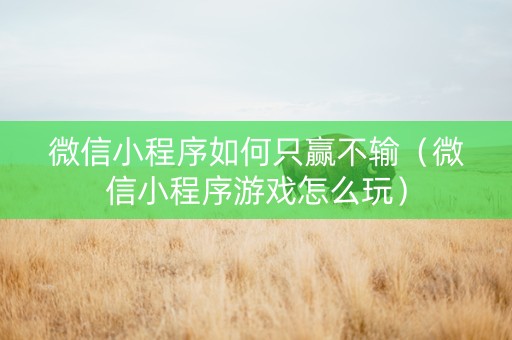 微信小程序如何只赢不输（微信小程序游戏怎么玩）