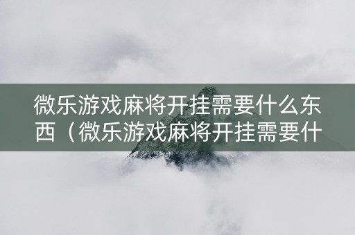 微乐游戏麻将开挂需要什么东西（微乐游戏麻将开挂需要什么东西才能玩）