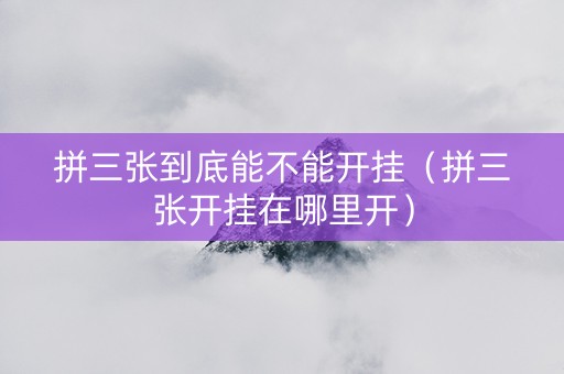 拼三张到底能不能开挂（拼三张开挂在哪里开）