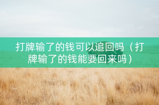 打牌输了的钱可以追回吗（打牌输了的钱能要回来吗）