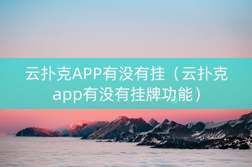 云扑克APP有没有挂（云扑克app有没有挂牌功能）