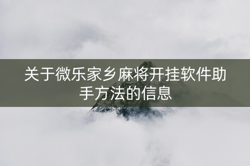 关于微乐家乡麻将开挂软件助手方法的信息