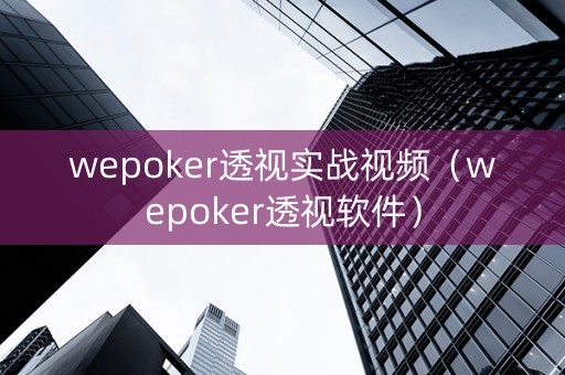 wepoker透视实战视频（wepoker透视软件）