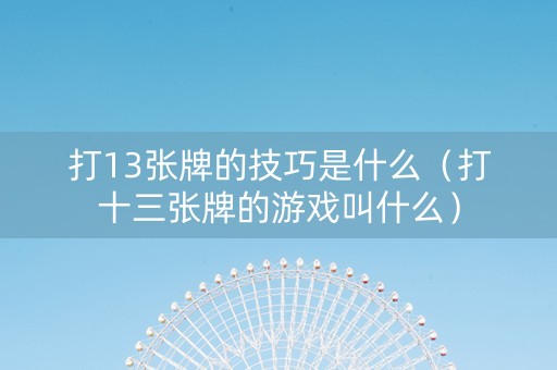 打13张牌的技巧是什么（打十三张牌的游戏叫什么）