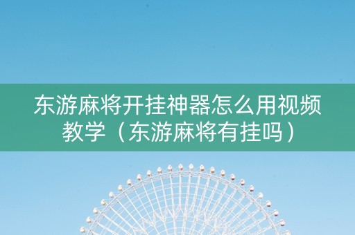 东游麻将开挂神器怎么用视频教学（东游麻将有挂吗）